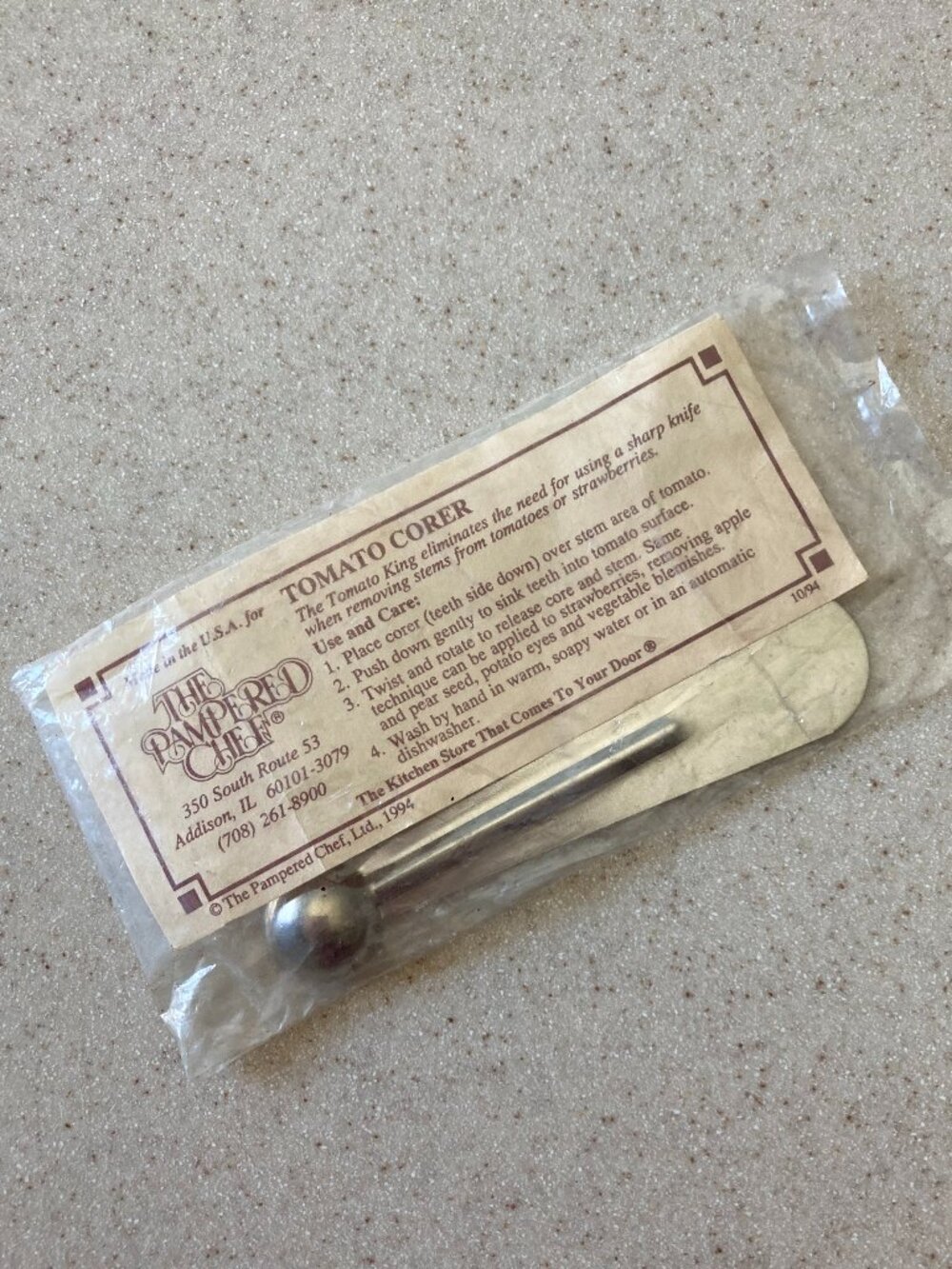 NIP The Pampered Chef Tomato Corer Strawberry Corer Vintage 1994 Made in USA
